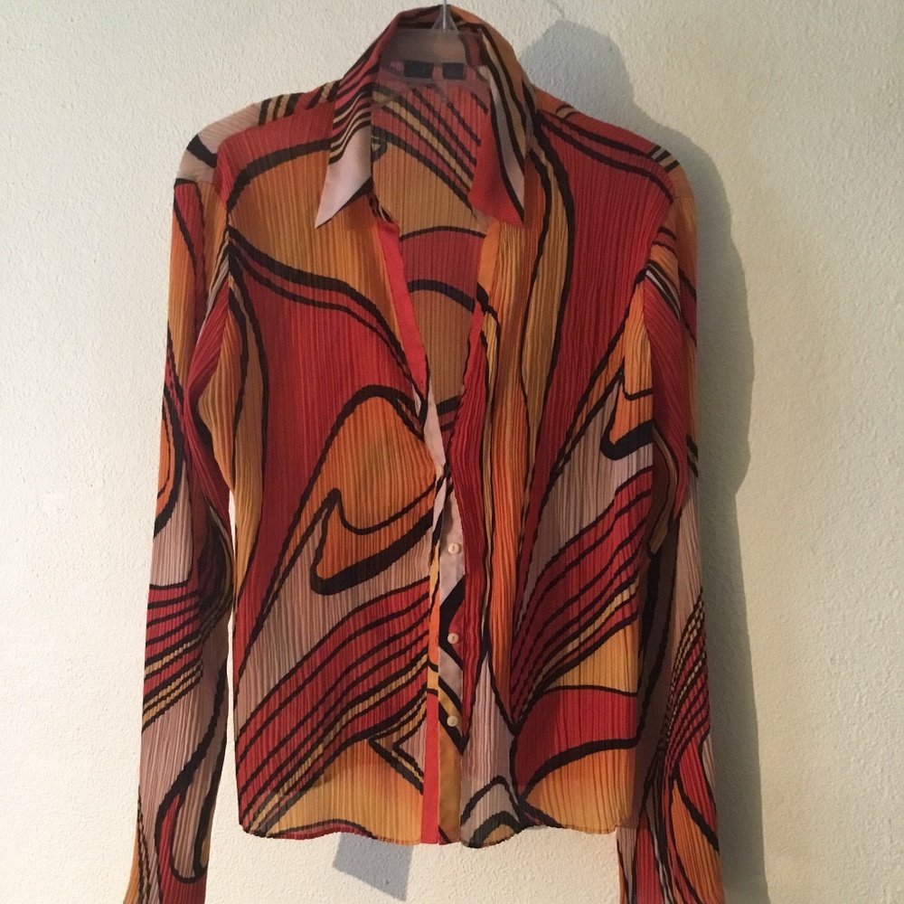 Milano, Multi print, button up,  Orange , winter top